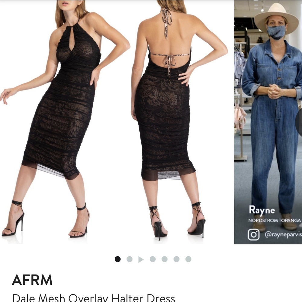 AFRM Dale mesh overlay halter dress NWOT
